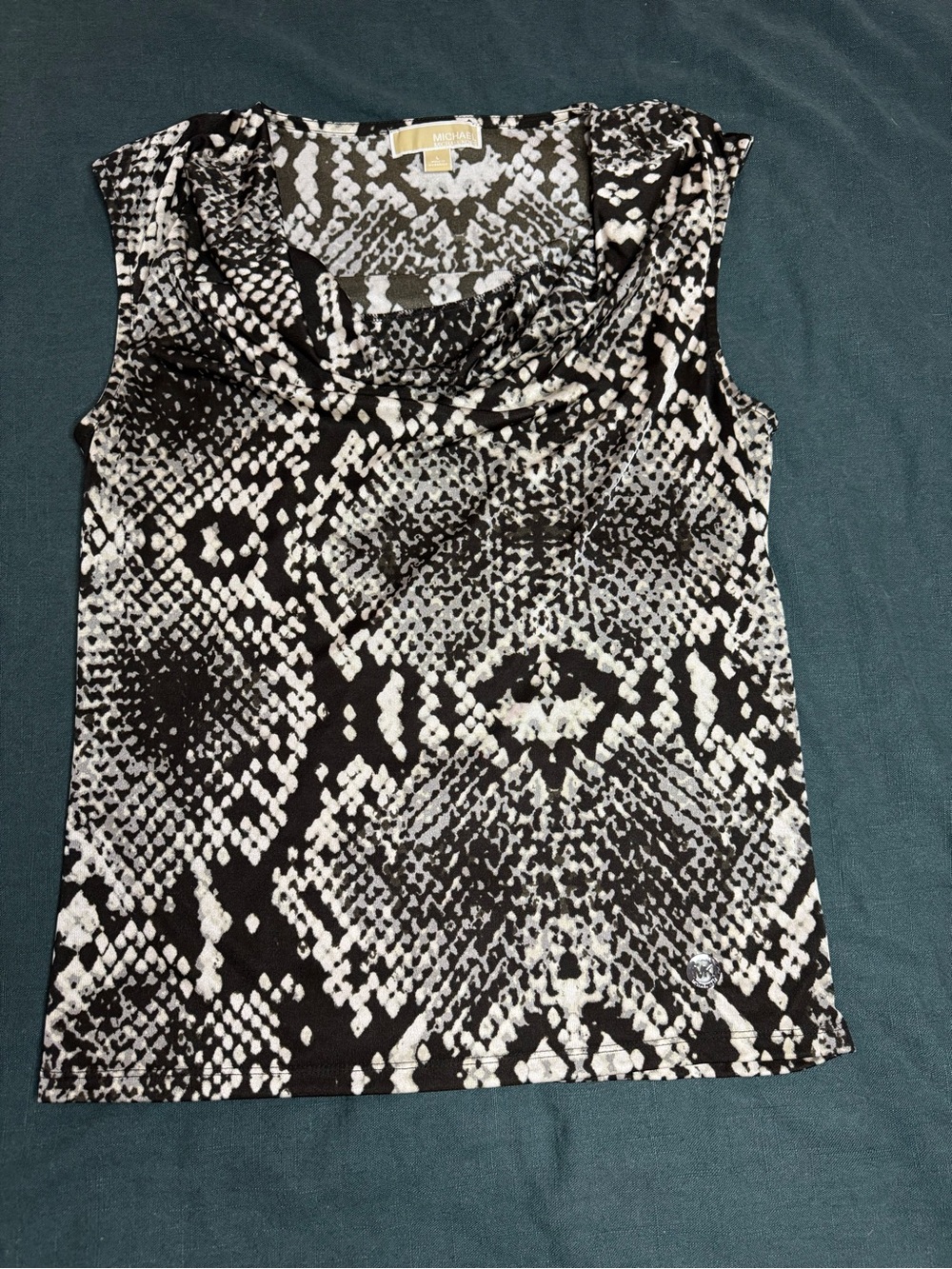 Michael Kors Black and White Faux Snake Print Blouse